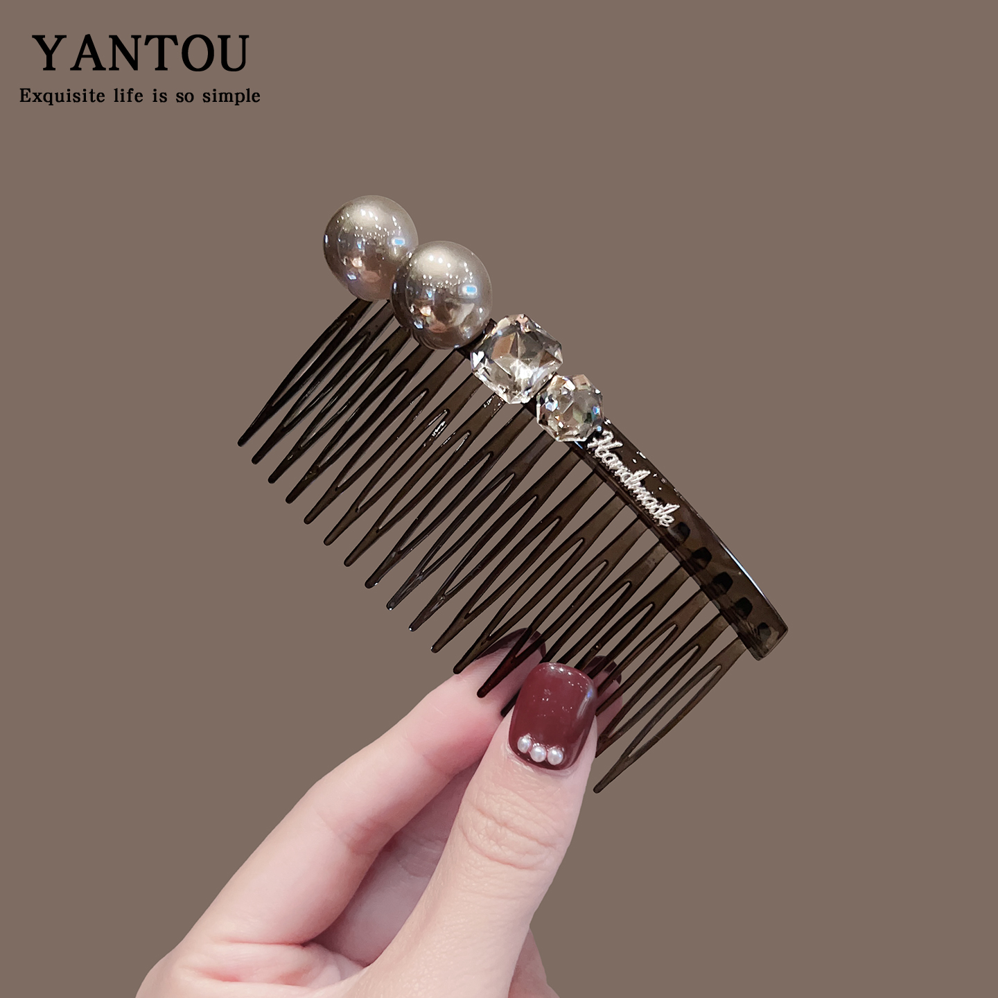 珍珠发梳插梳发夹女高端刘海夹前额碎发整理神器边夹LN-10407