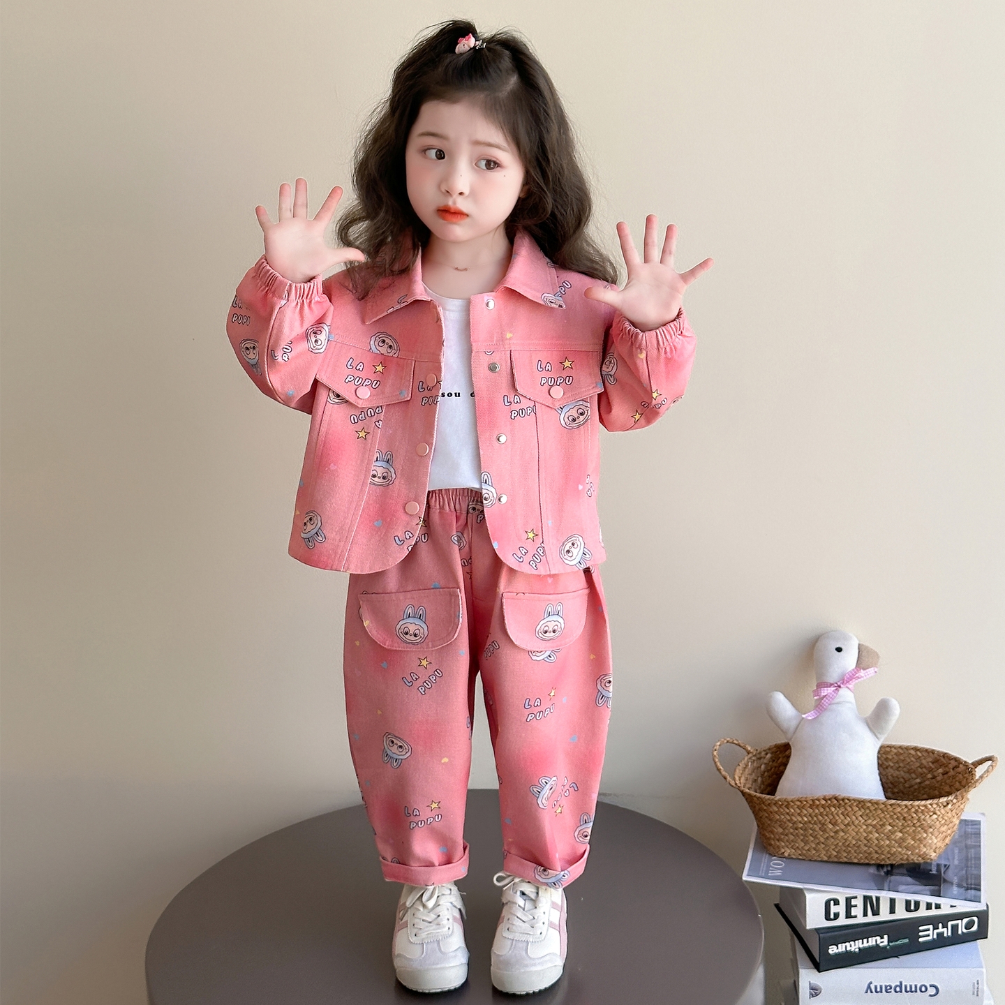 女童牛仔外套网红套装春秋款2025新款女宝宝拉布布秋装儿童两件套