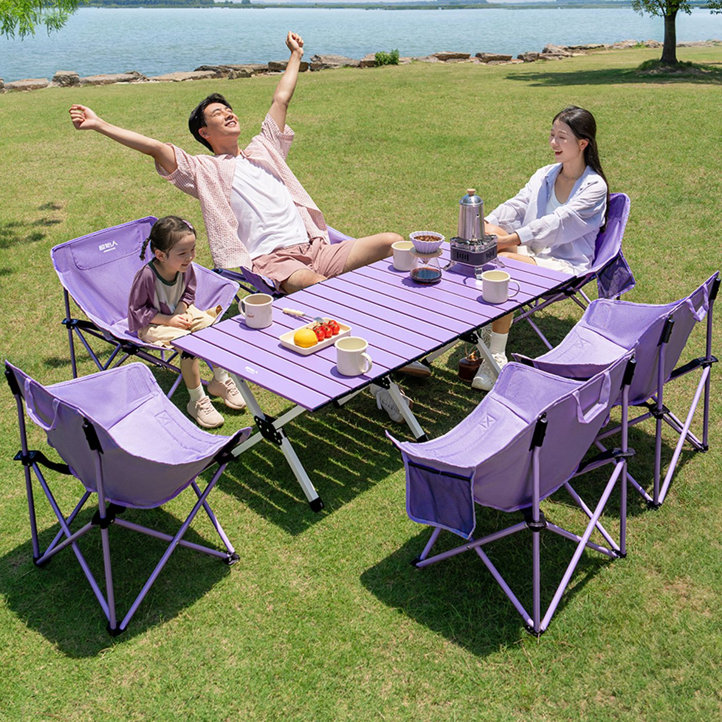 【原始人薄雾紫蛋卷桌】露营桌椅户外折叠便携式2025年新款桌椅套装