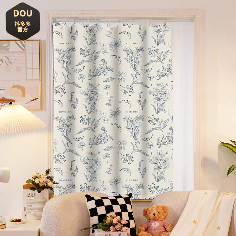 环扣窗帘免打孔安装卧室简易遮光布小短遮阳2025年新款帘子挂帘