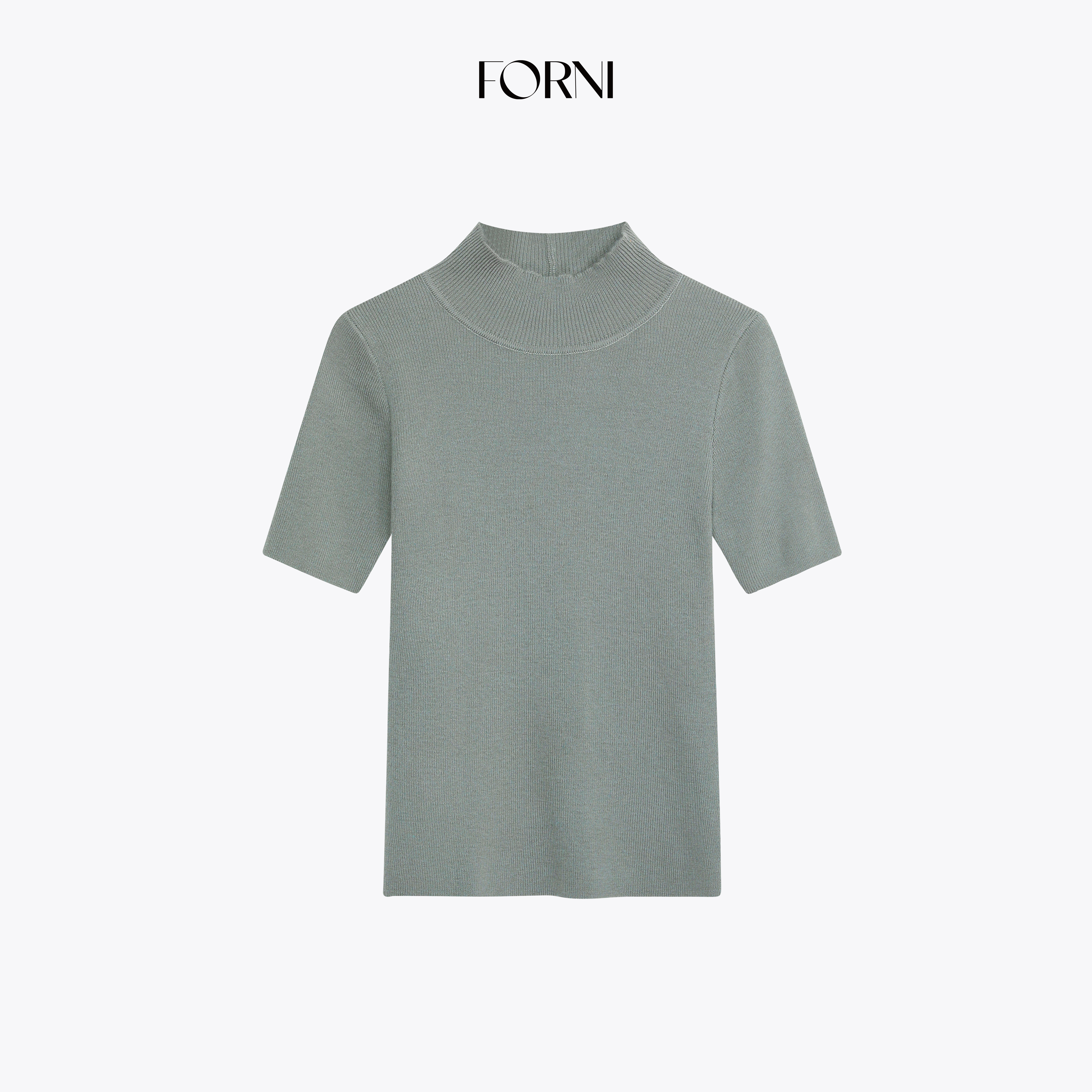 FORNI 蝴蝶背 法式优雅抗起球羊羔毛露背半高领针织T恤