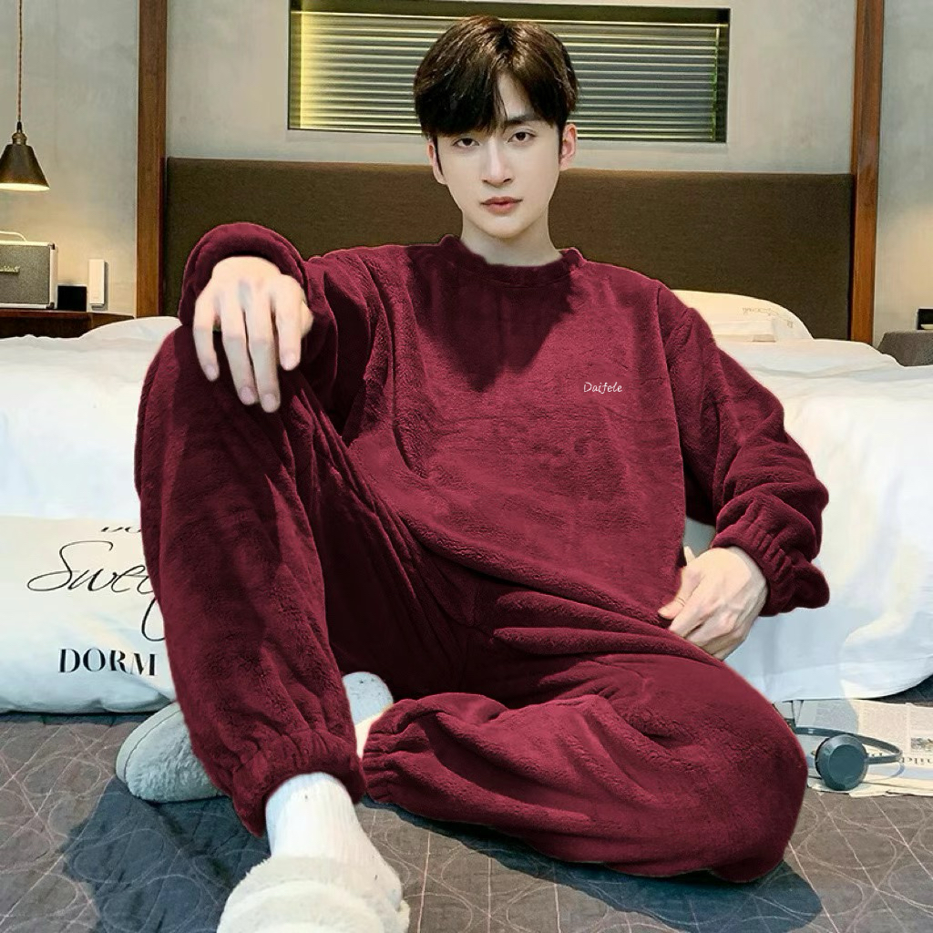 小蛮胖大码300斤睡衣男款秋冬季珊瑚绒加绒简约休闲家居服套装