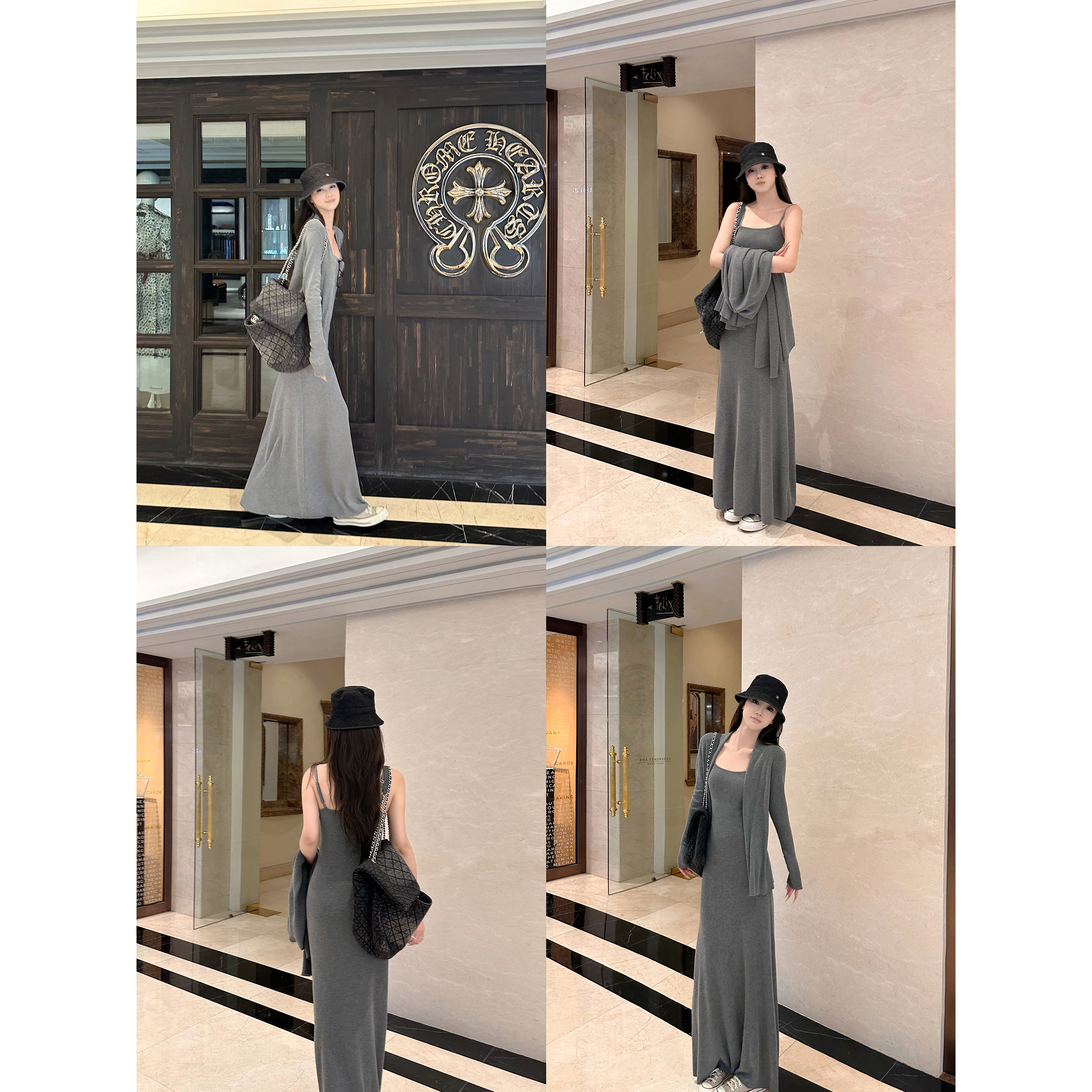 5werkwen 松弛美女 羊毛针织开衫吊带长裙套组38-22