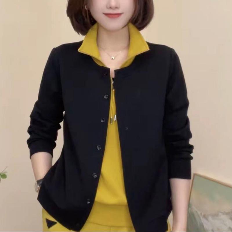 2025秋季新款时尚妈妈装假两件半拉链卫衣女士休闲开衫纯棉上衣服