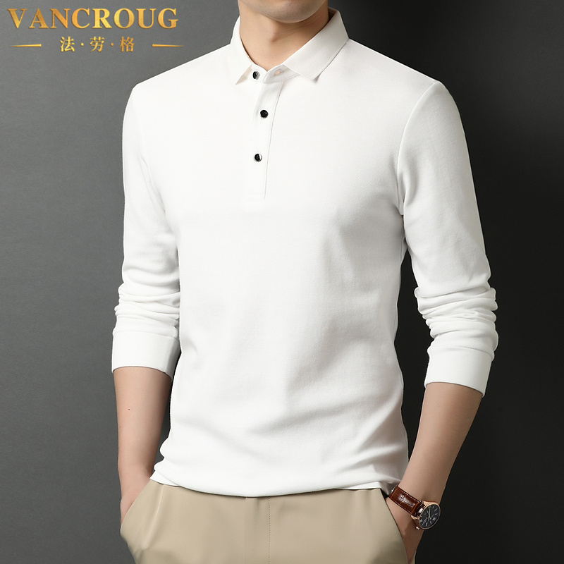 VANCROUG/法劳格POLO衫男士秋冬翻领商务休闲潮流打底潮流百搭T恤