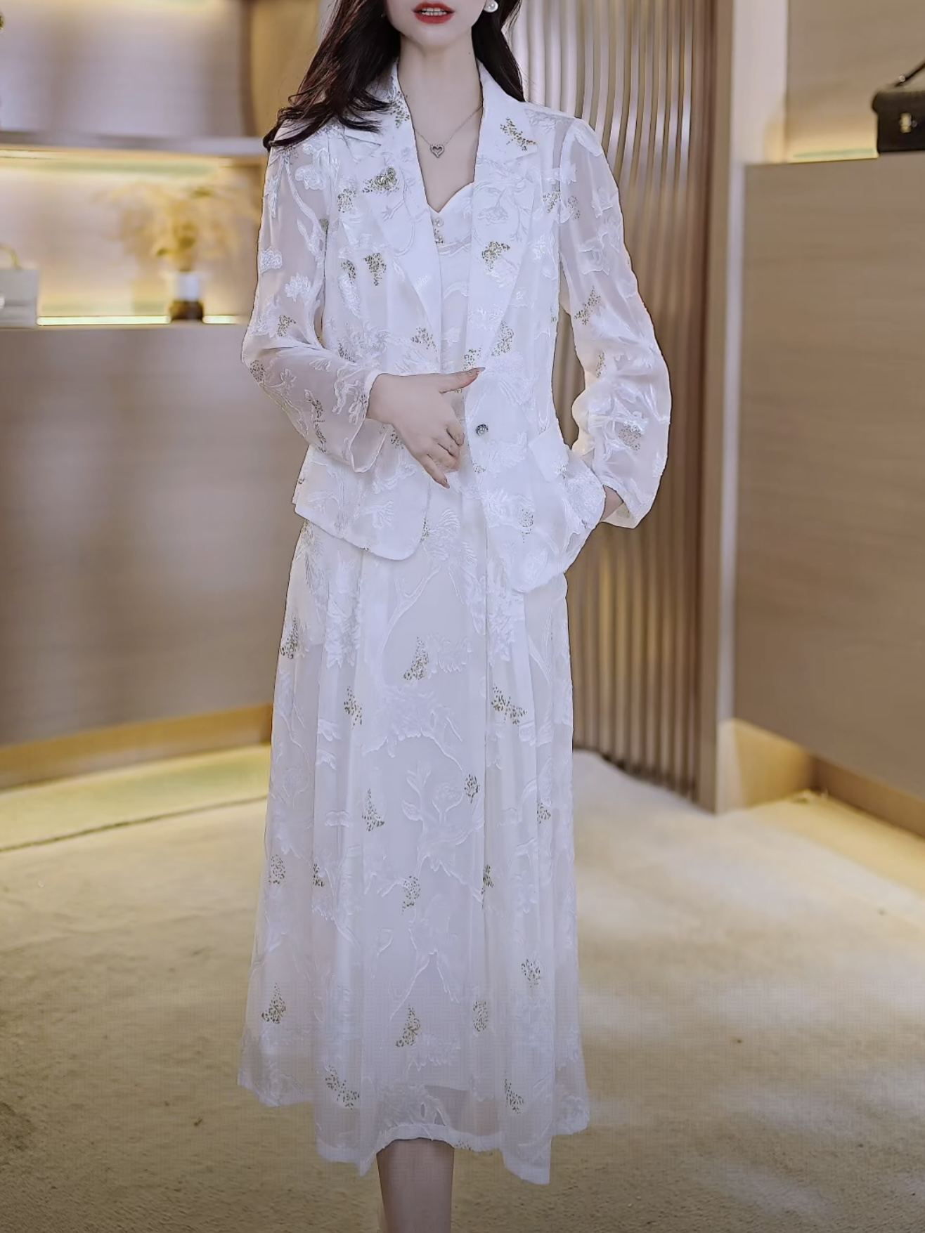 【外套+连衣裙】2025秋季新款A3179气质遮肉显瘦修身两件套裙