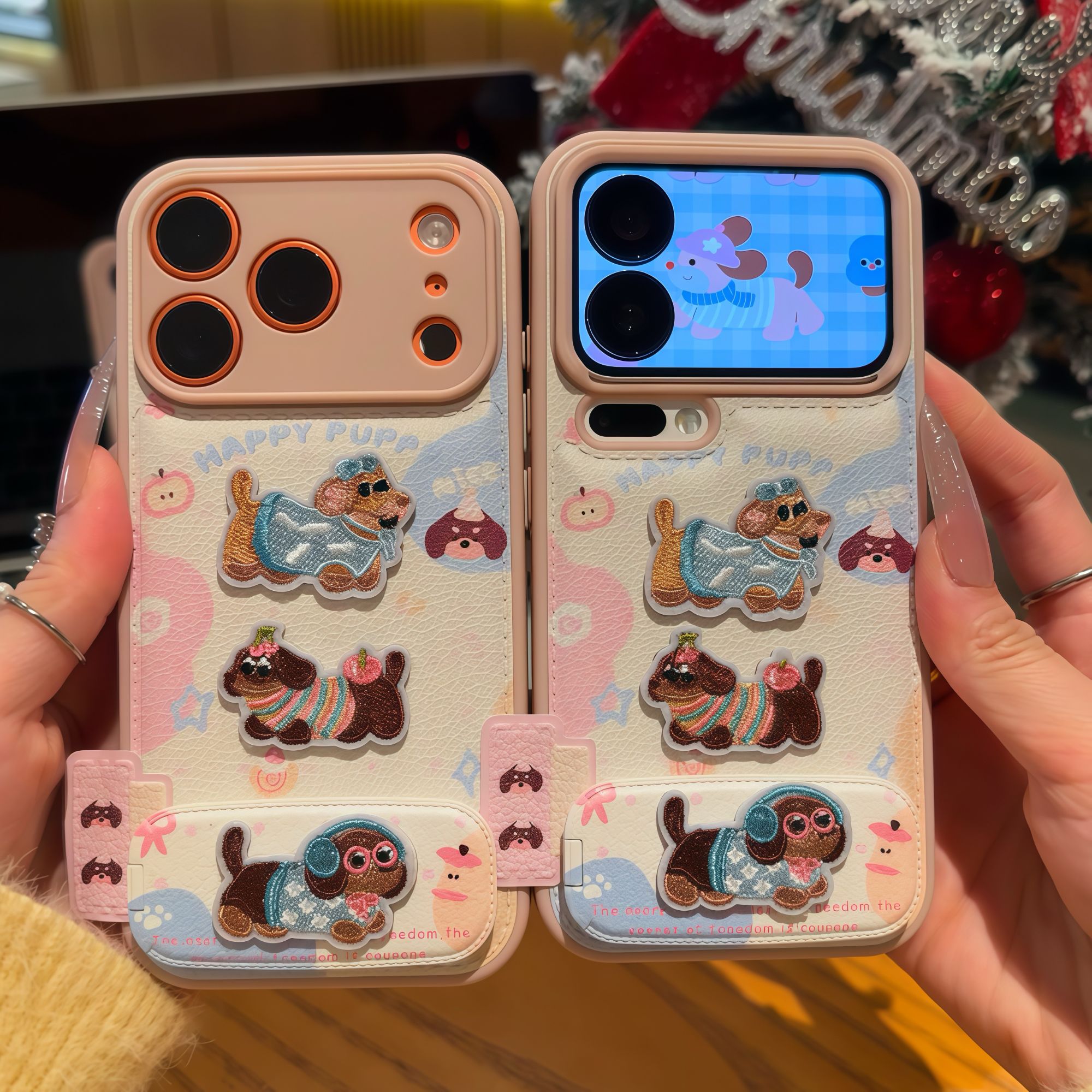 欧克里里三只腊肠小狗适用苹果17/16气垫手机壳小米15vivoppo华为