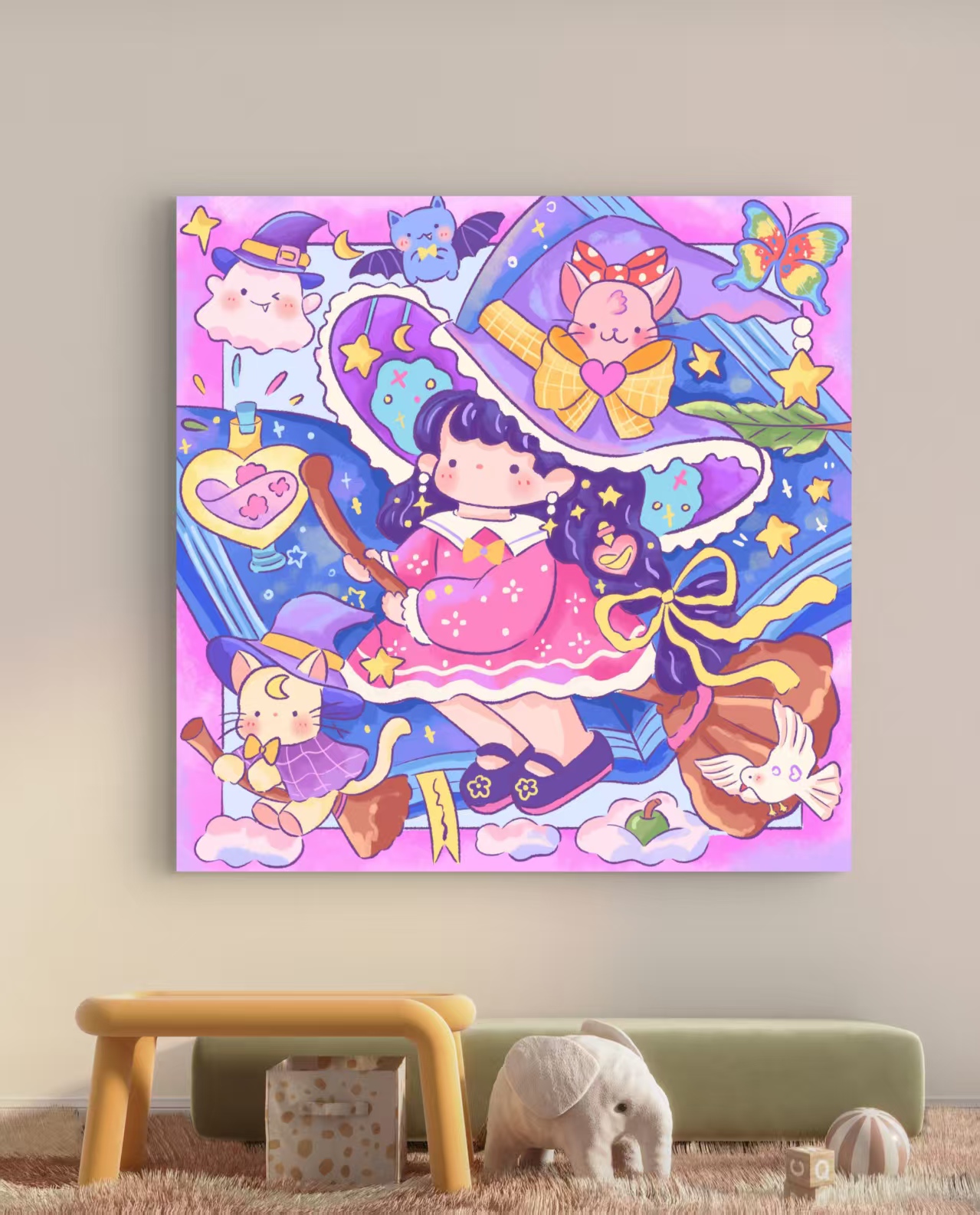 【莉莉定制】魔法少女人物大幅十字绣挂画新款65×65cm四股线45色