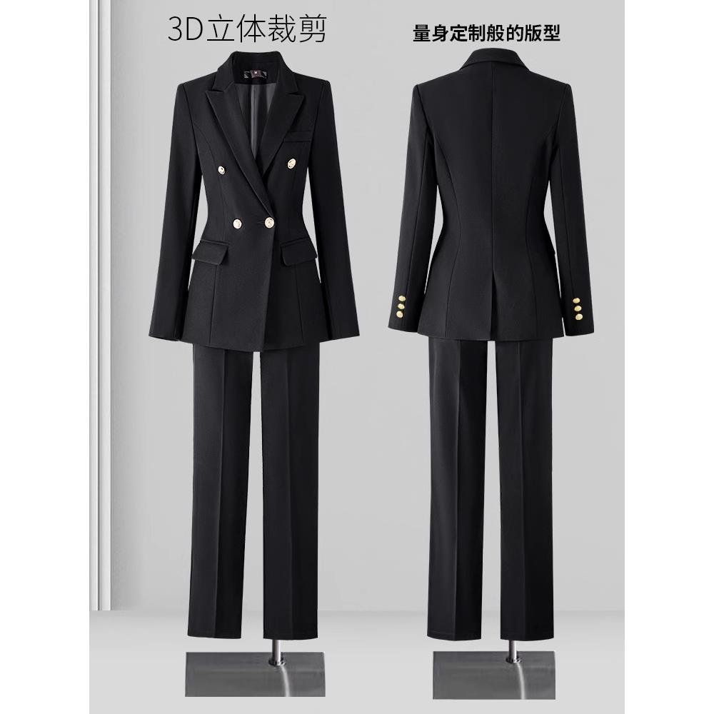 黑色西装正装女职业套装大学生面试高级感西服外套黑色西装外套