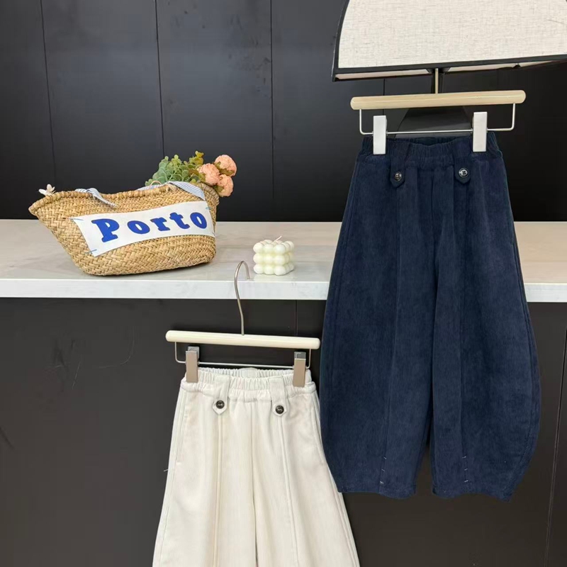 【现货】leomama女童双色灯芯绒裤秋冬款女宝一体绒加厚保暖休闲裤