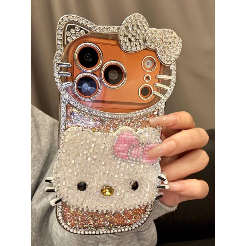 甜酷奢华风闪钻蝴蝶结猫咪适用iphone17promax苹果16手机壳15新款