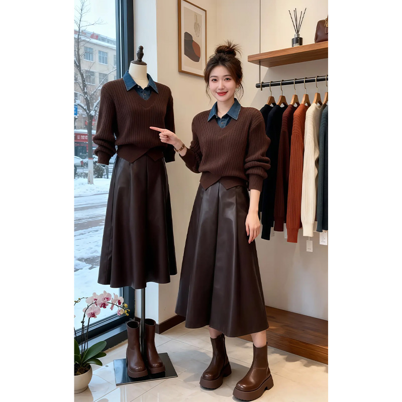 秋日ootd穿搭一整套针织毛衣时尚套装2025秋冬新款小香风韩系女装