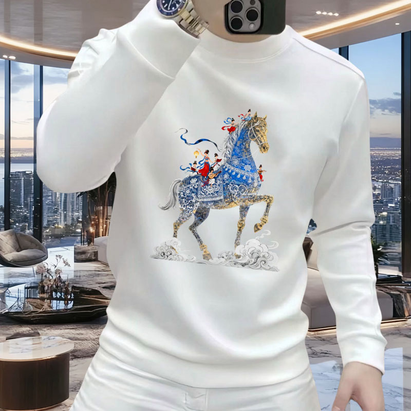 男士成熟痞帅卫衣秋冬加绒新款2025爆款时尚潮流宽松圆领保暖打底