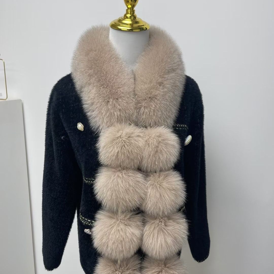 磁吸仿狐狸毛围巾女秋冬百搭毛球围脖时尚气质可爱毛绒围巾