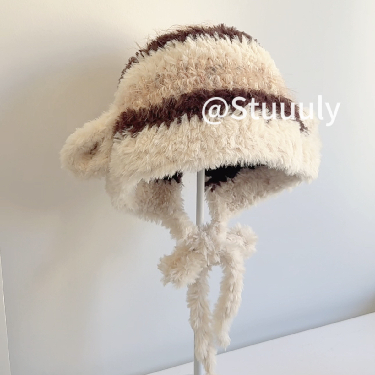 Stuuuly手工 小羊帽子显脸小秋冬手混线皮草编织diy材料包