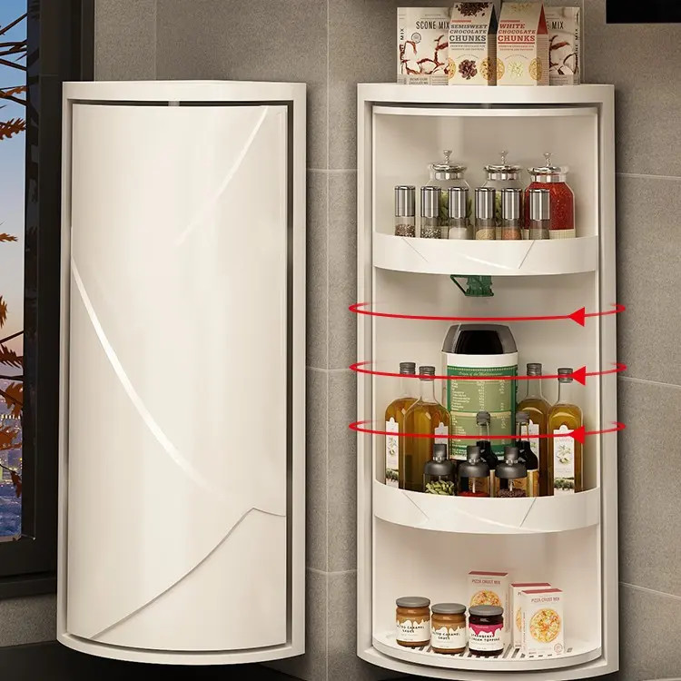 安家日记厨房置物架调料储物转角柜台面壁挂三角旋转收纳架神器