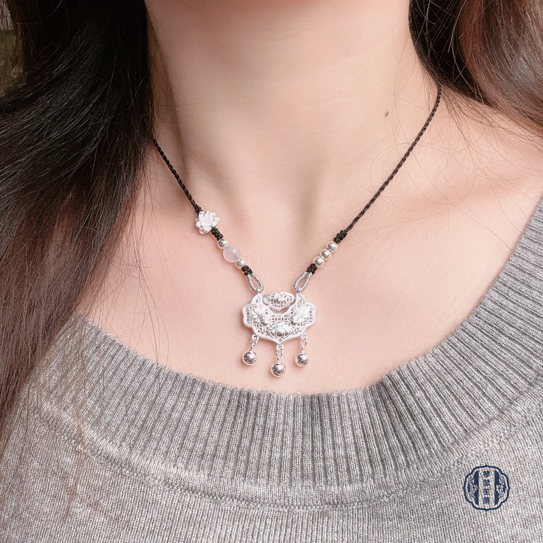 吊坠足银 足银999双鱼锦鲤吊坠5.4克左右编绳项链女款锁骨链轻奢