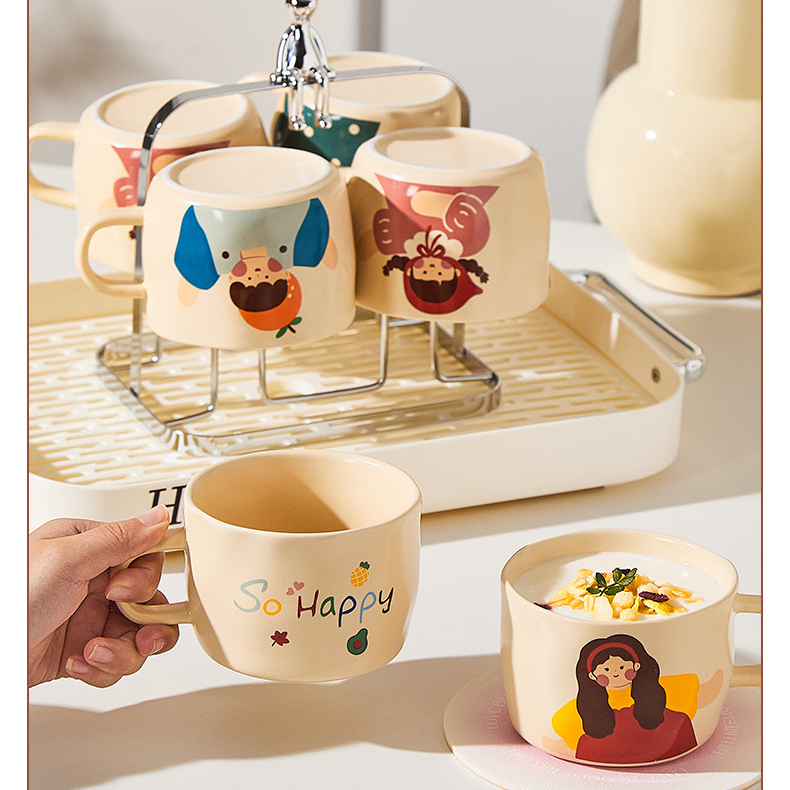 景德镇可爱亲子杯陶瓷杯创意马克杯女生伴手礼情侣水杯家用杯子CG
