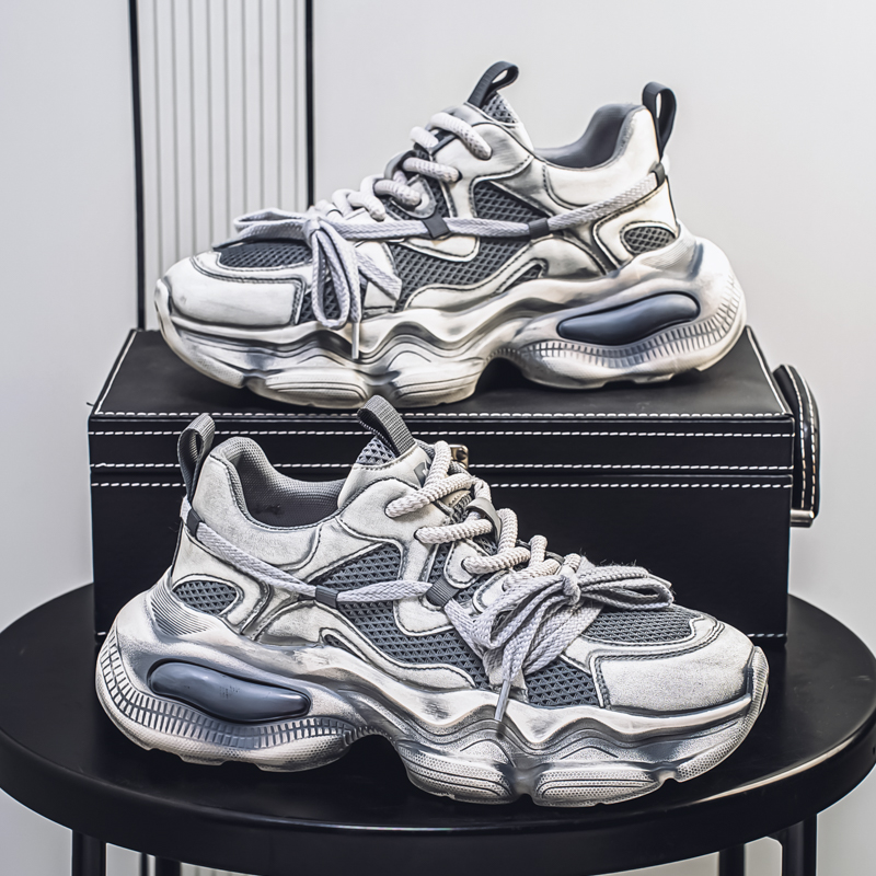 男鞋2025新款秋季网面学生厚底增高百搭运动休闲鞋男士潮流老爹鞋