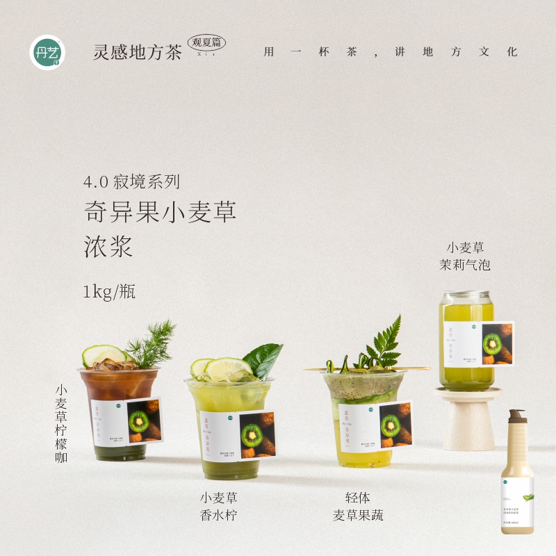 丹艺4.0寂境系列奇异果小麦草浓浆1kg 咖啡奶茶店 小麦草柠檬咖