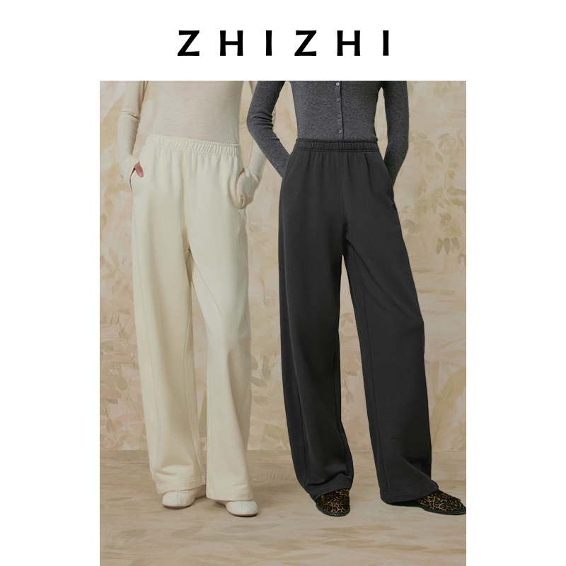 致知西上曲 裤2025新款百搭松紧高腰休闲卫裤ZZ2ESWK3020
