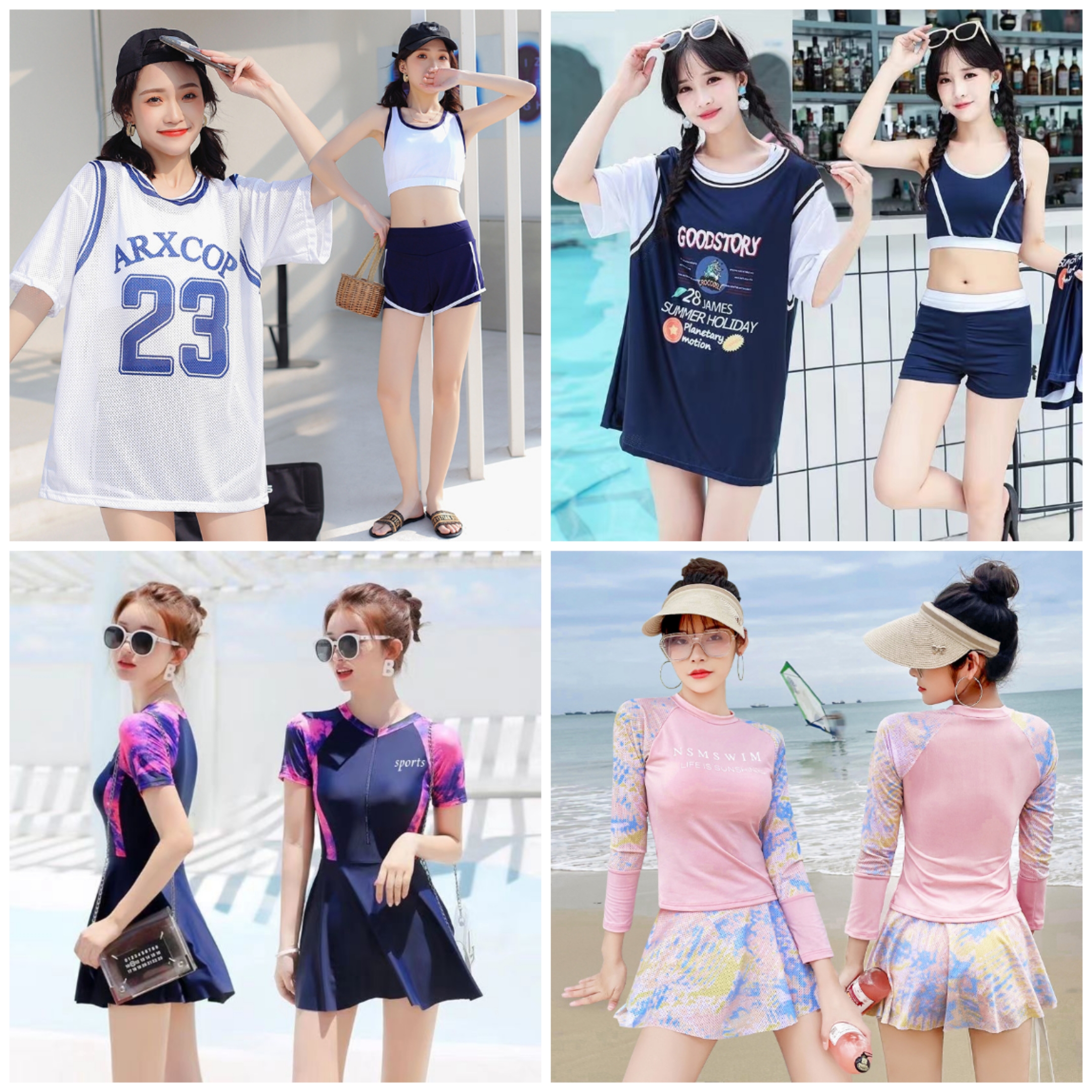 （孤品泳装泳衣）遮肉显瘦时尚温泉保守速干泳衣尾货（偶有微瑕微脏）