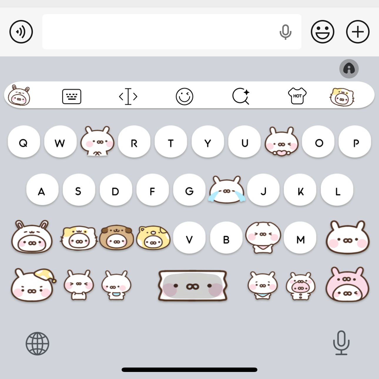 兔丸宝宝/ios苹果安卓百度输入法皮肤键盘白肚皮双系统双色