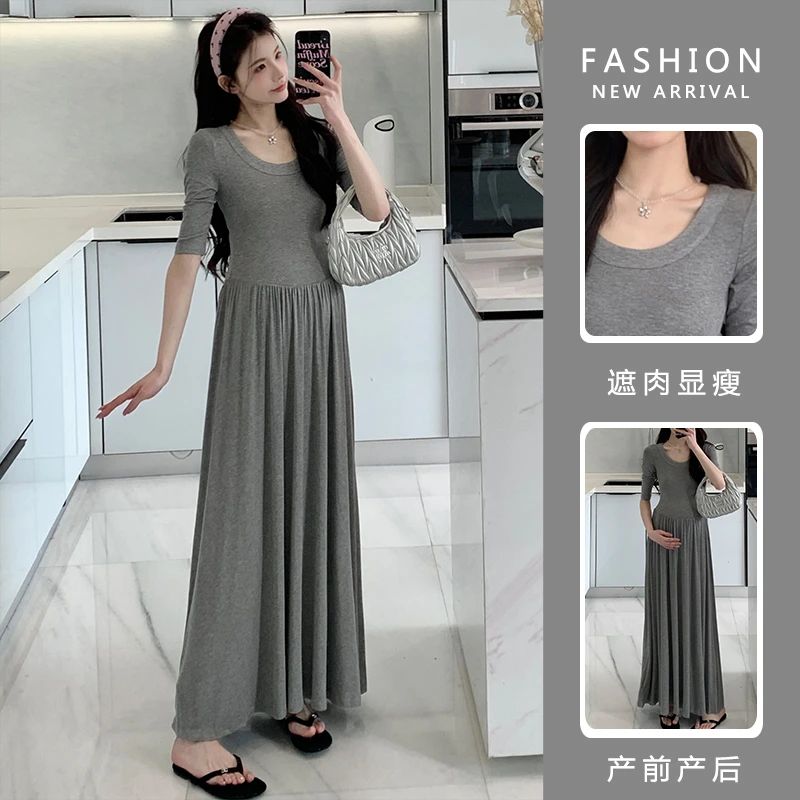 时髦高级孕妇装夏季新款爆款潮款气质修身显瘦弹力舒适孕妇连衣裙