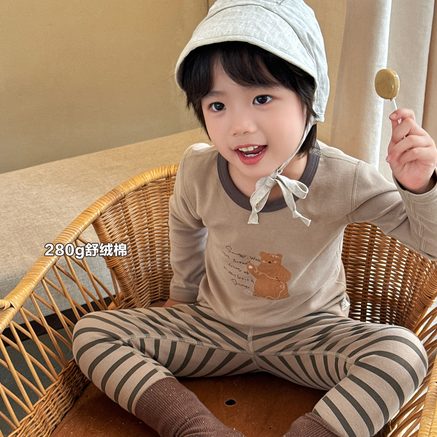 宝宝秋衣秋裤纯棉a类2025新款儿童睡衣男童女孩加厚磨毛保暖内衣