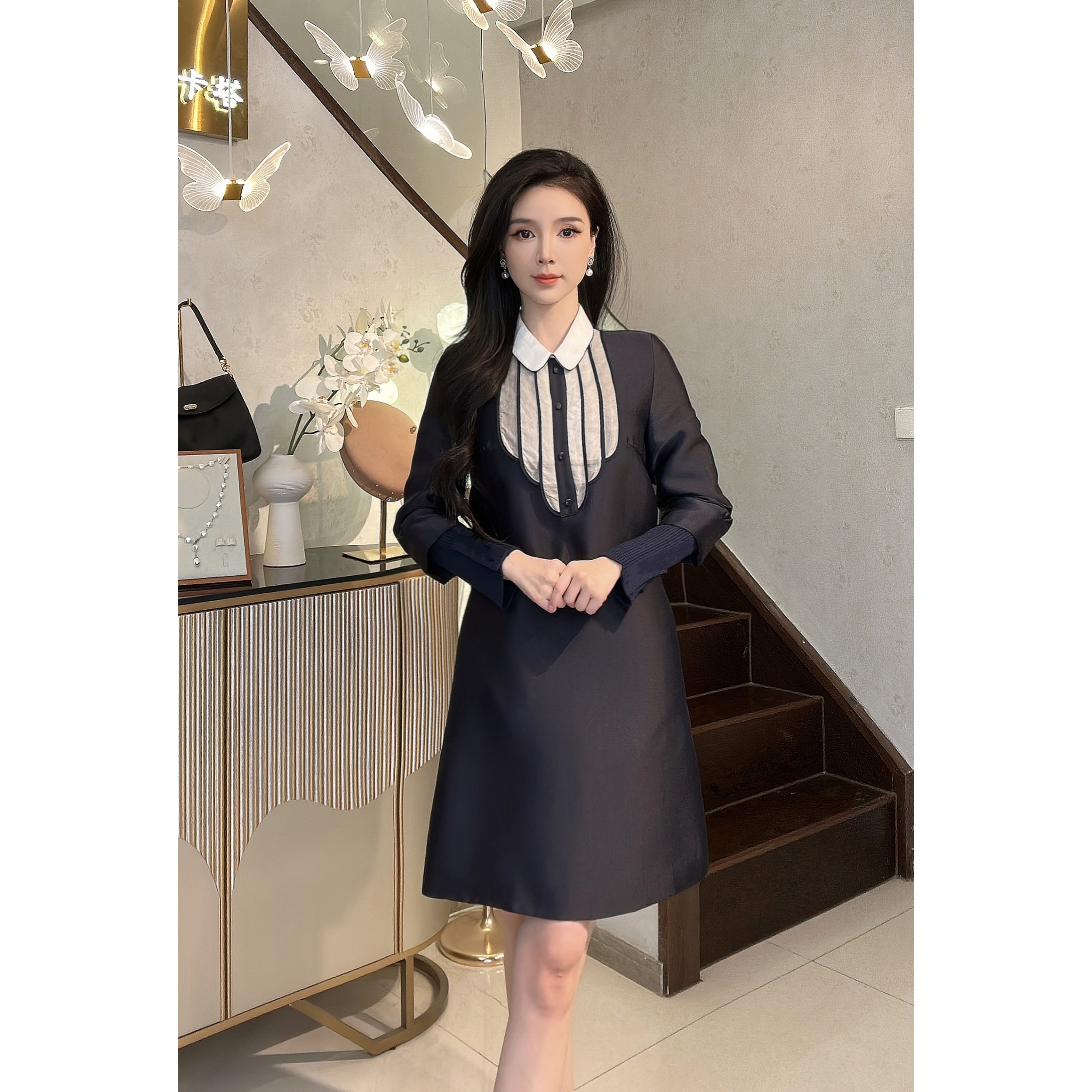 YUANBAO【一依三穿】高品质轻奢气质复古设计感收腰显瘦女装连衣裙