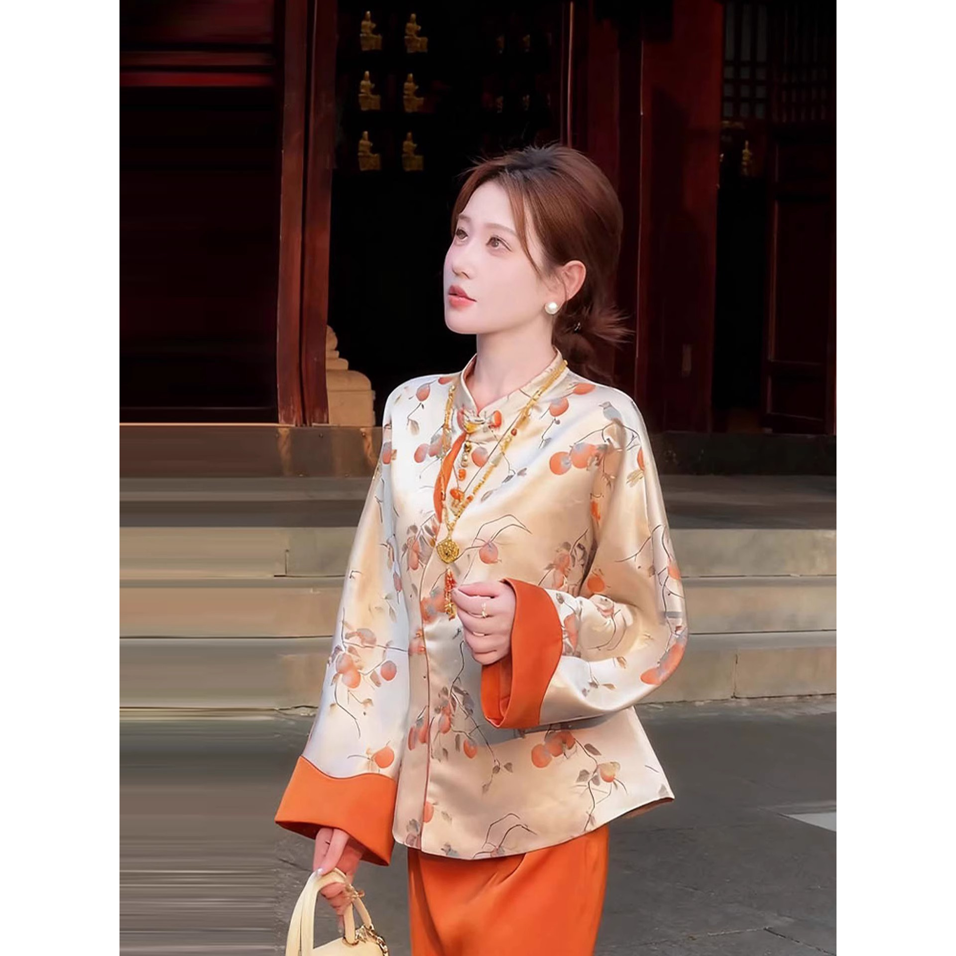 2025年秋冬洋气网红新款时尚气质精致国风设计感外套半身裙套装女