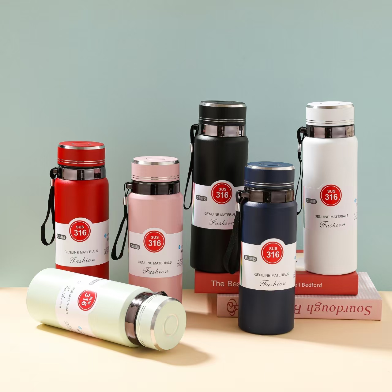 【福利包邮】时尚简约大容量提绳式太阳壶保温茶水杯旅行便携