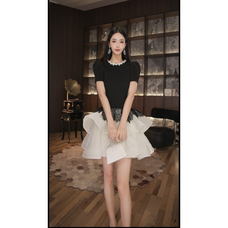 七爷定制 法式气质名媛显瘦优雅时尚连衣裙 21731