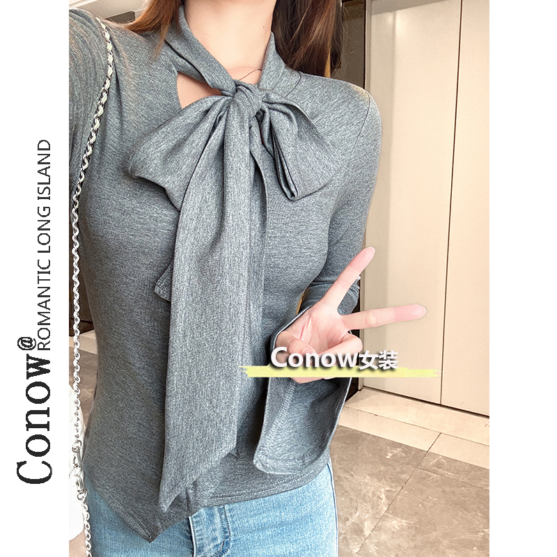 早秋2025新款韩系ins打底衫修身显瘦百搭设计感慵懒风长袖T恤女