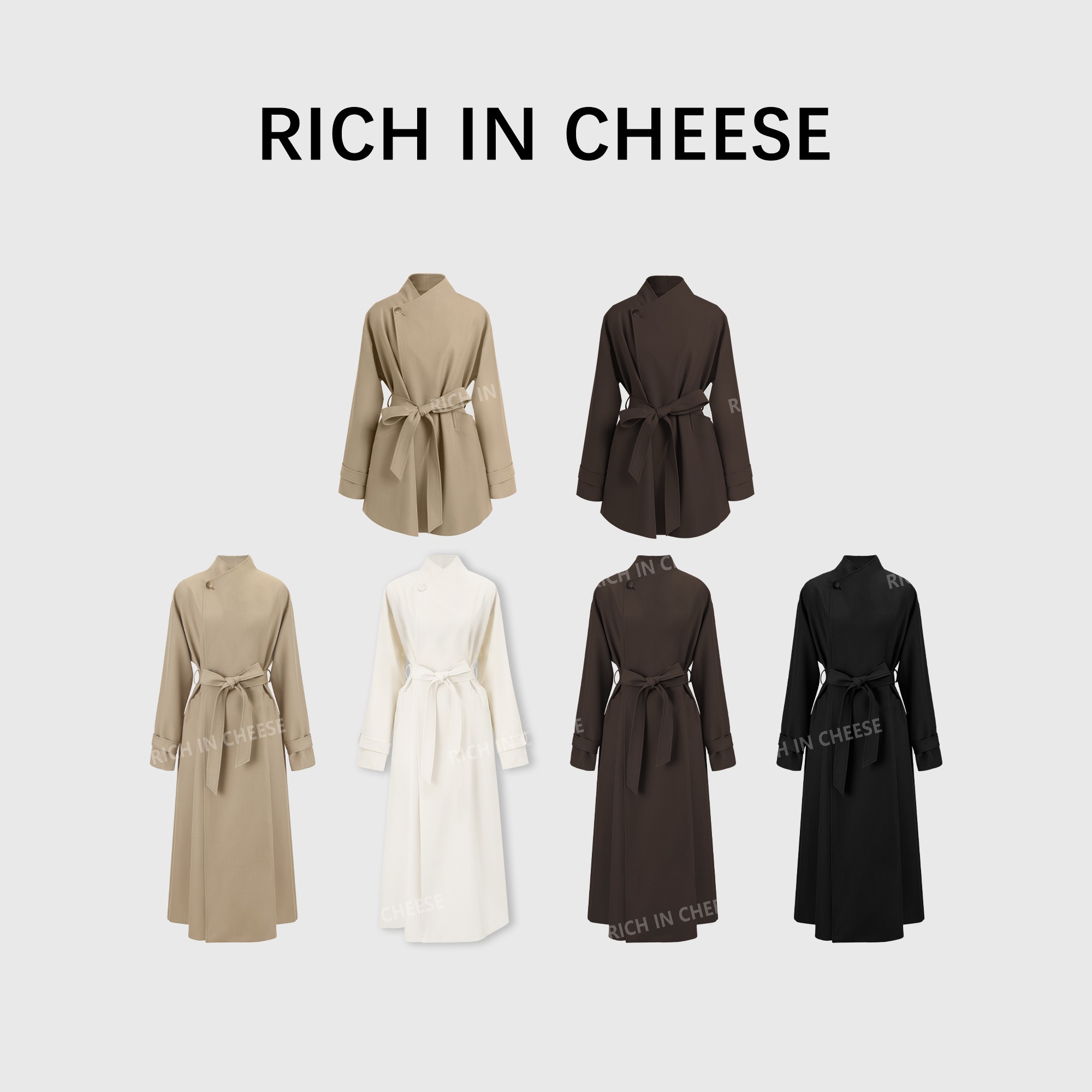 RICHINCHEESE 慵懒风衣 高级设计款一粒扣慵懒感长款风衣（含腰带）