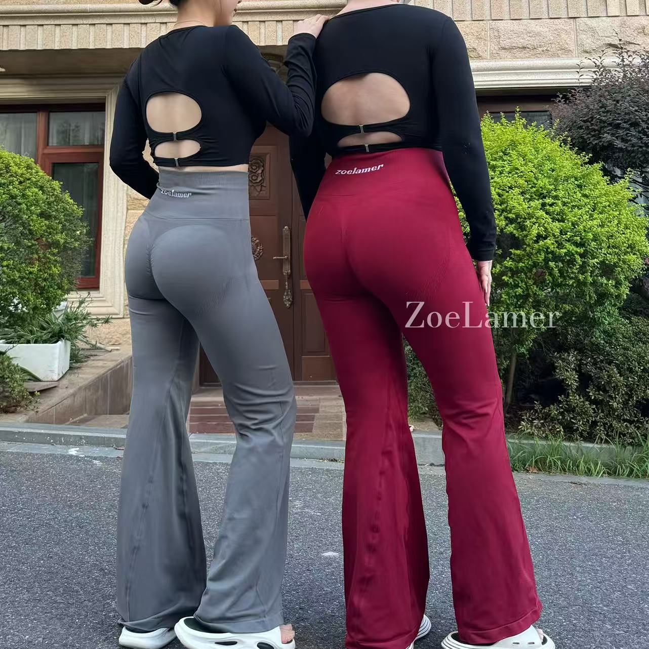 ZoeLamer微喇提臀收腹健身瑜伽高腰运动普拉提喇叭裤训练修身长裤