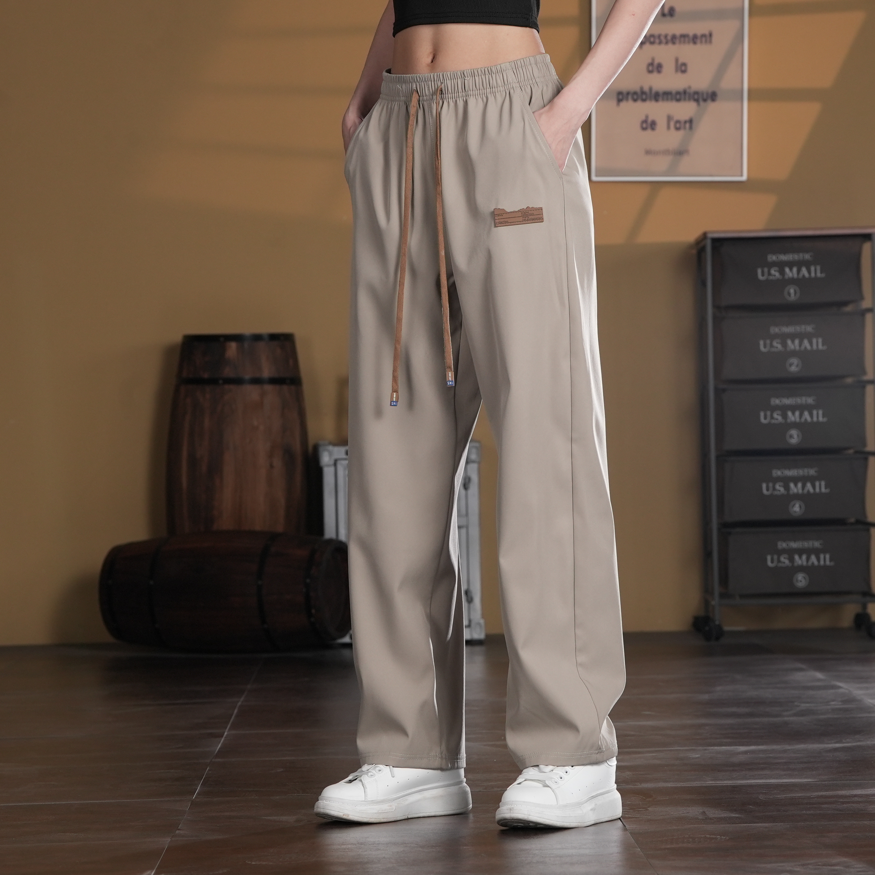 2025早秋透气速干休闲裤男士运动百搭常规春夏休闲直筒宽松长裤男