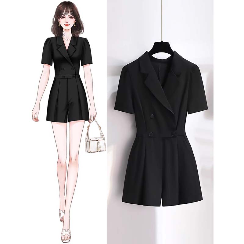 2025夏季新款法式小个子修身显高一件式高端连身连衣短裤D2483