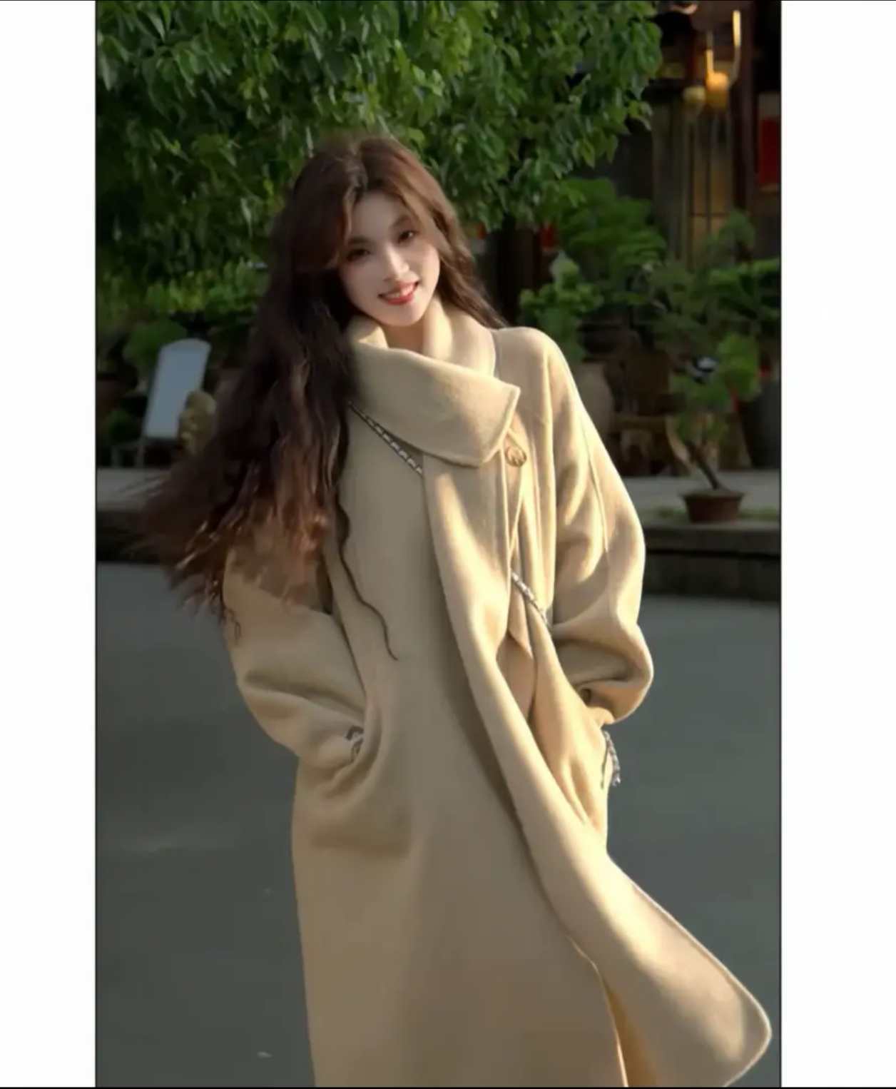 【冬日之约】羊驼毛款式百搭原创设计围巾小个子双面手缝大衣女G