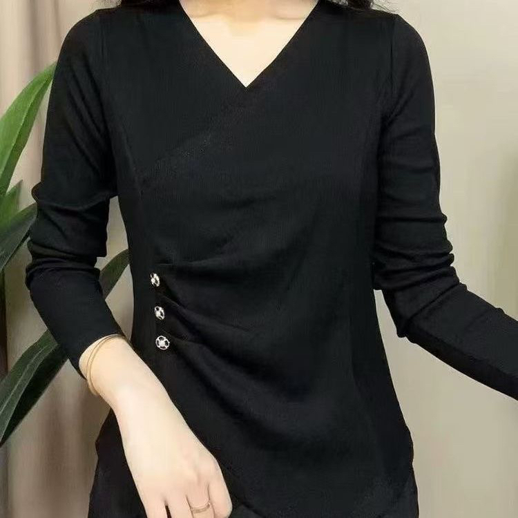 【店铺热销】2025秋款时尚减龄遮肉纯色长袖衬衫气质显瘦百搭打底衫