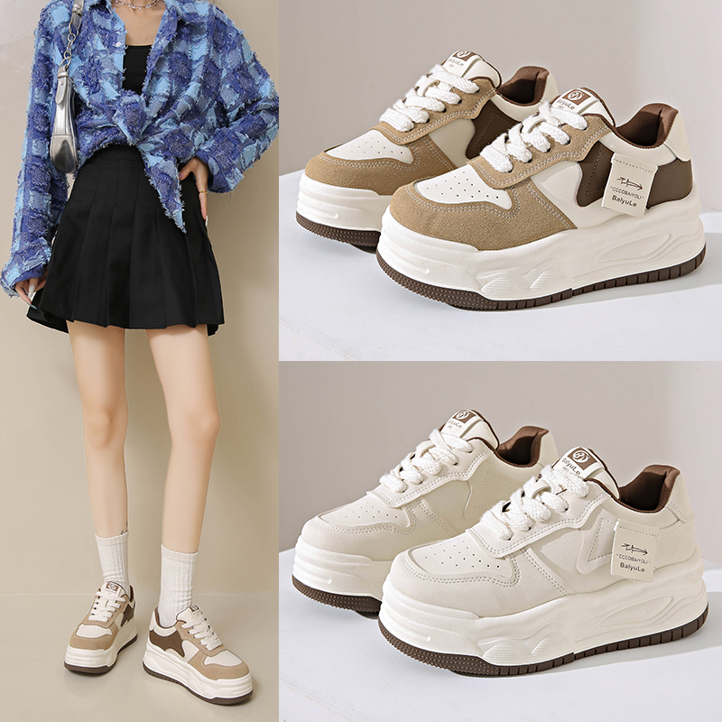 厚底百搭时尚小白鞋2025新款增高运动板鞋+A888乳胶鞋垫