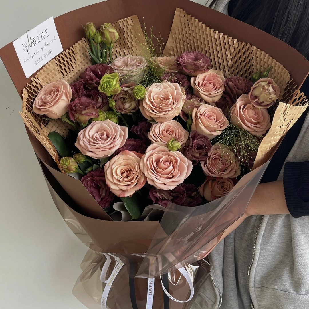 【茶色洋桔梗+卡布奇诺】顺丰包邮，基地直发