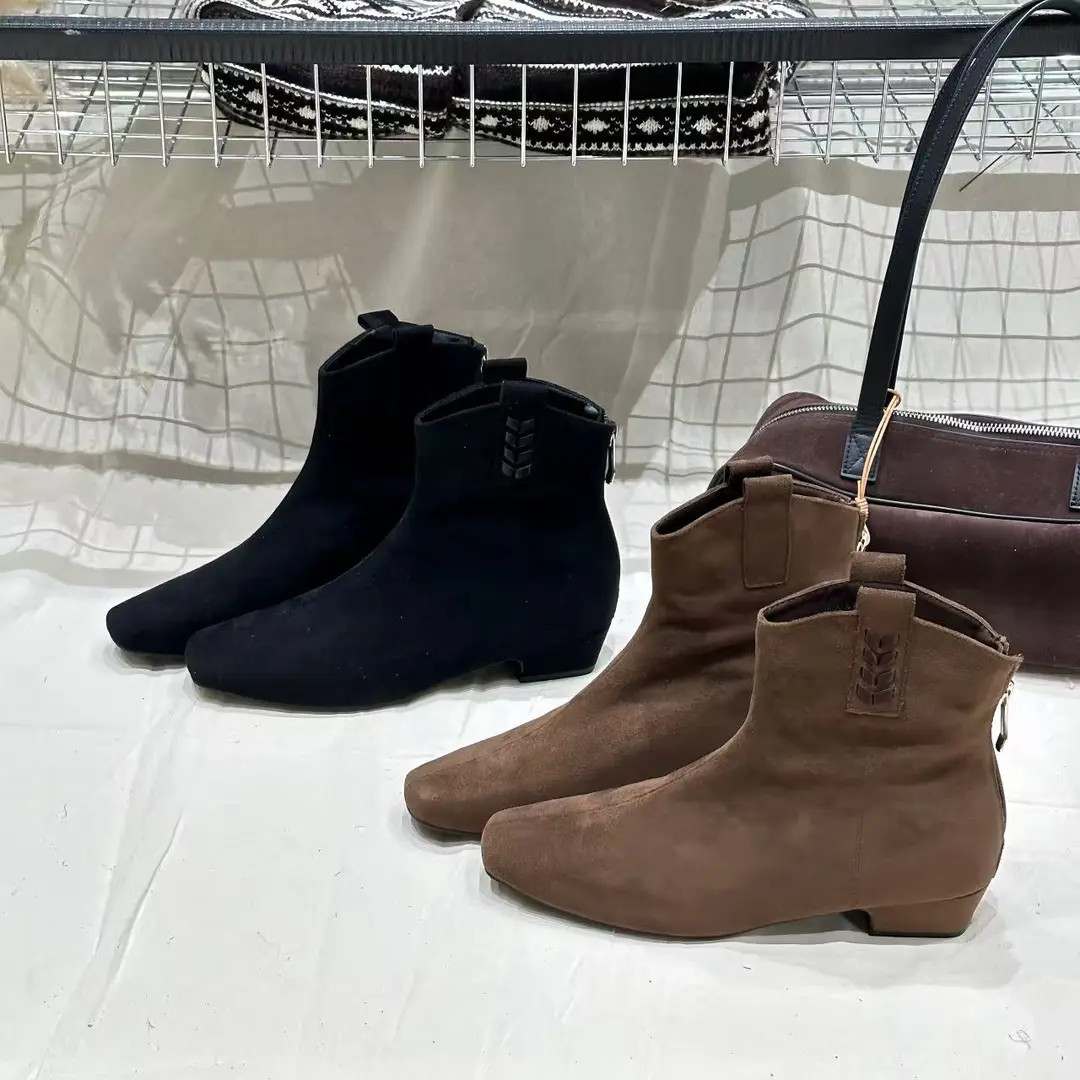 乔儿定制明星同款气质麦穗短靴跟高4CM小裸靴