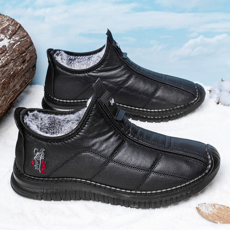 冬季棉鞋男加绒加厚中老年爸爸鞋高帮大棉靴时尚老人靴子男男士