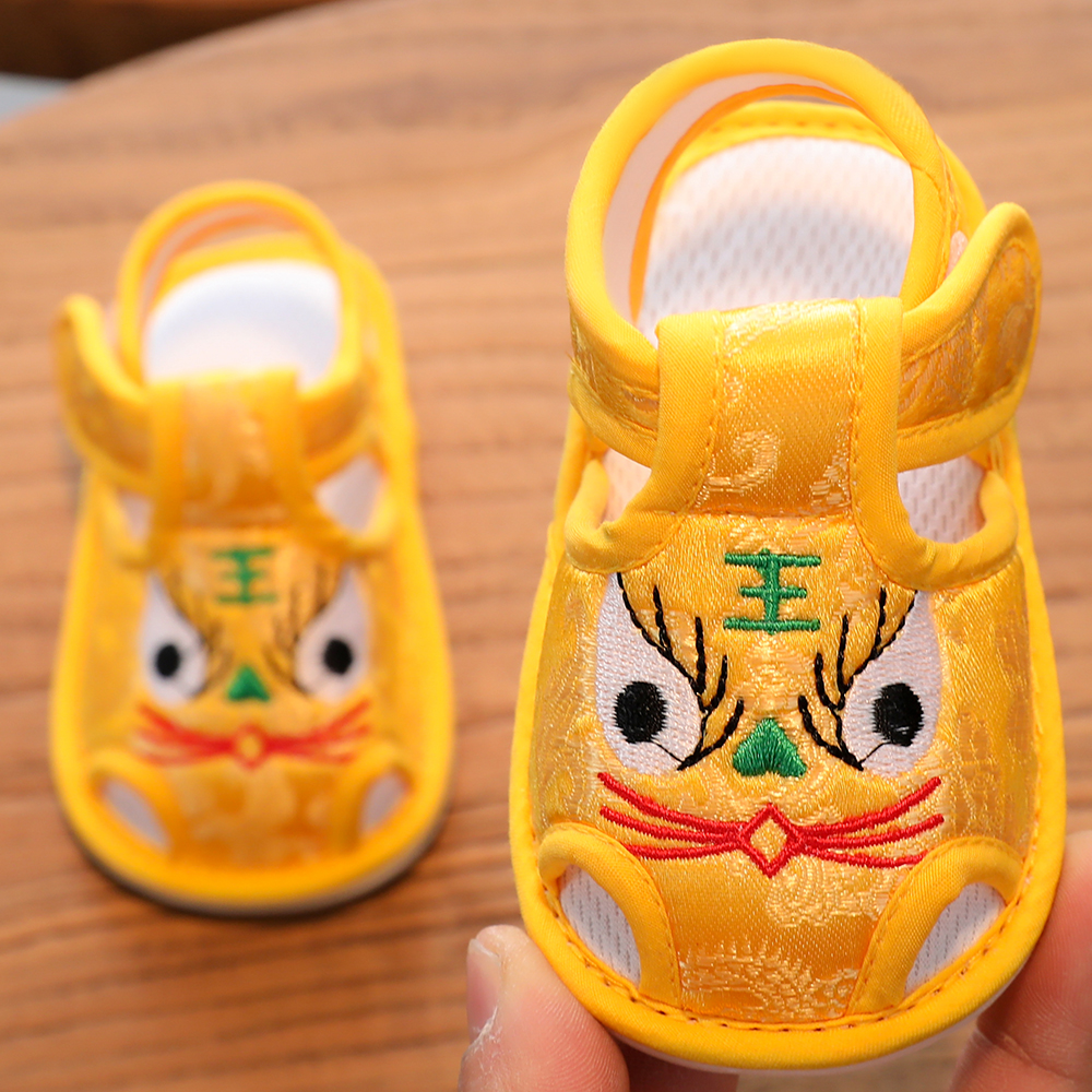 0-1岁新生儿百天满月夏季男女宝宝鞋子3-15个月居家室内虎头鞋