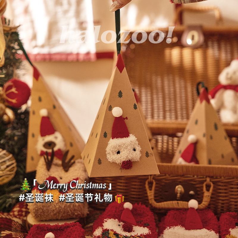 圣诞袜子女秋冬季礼盒圣诞礼物袋圣诞节装饰氛围布置情侣棉袜冬天