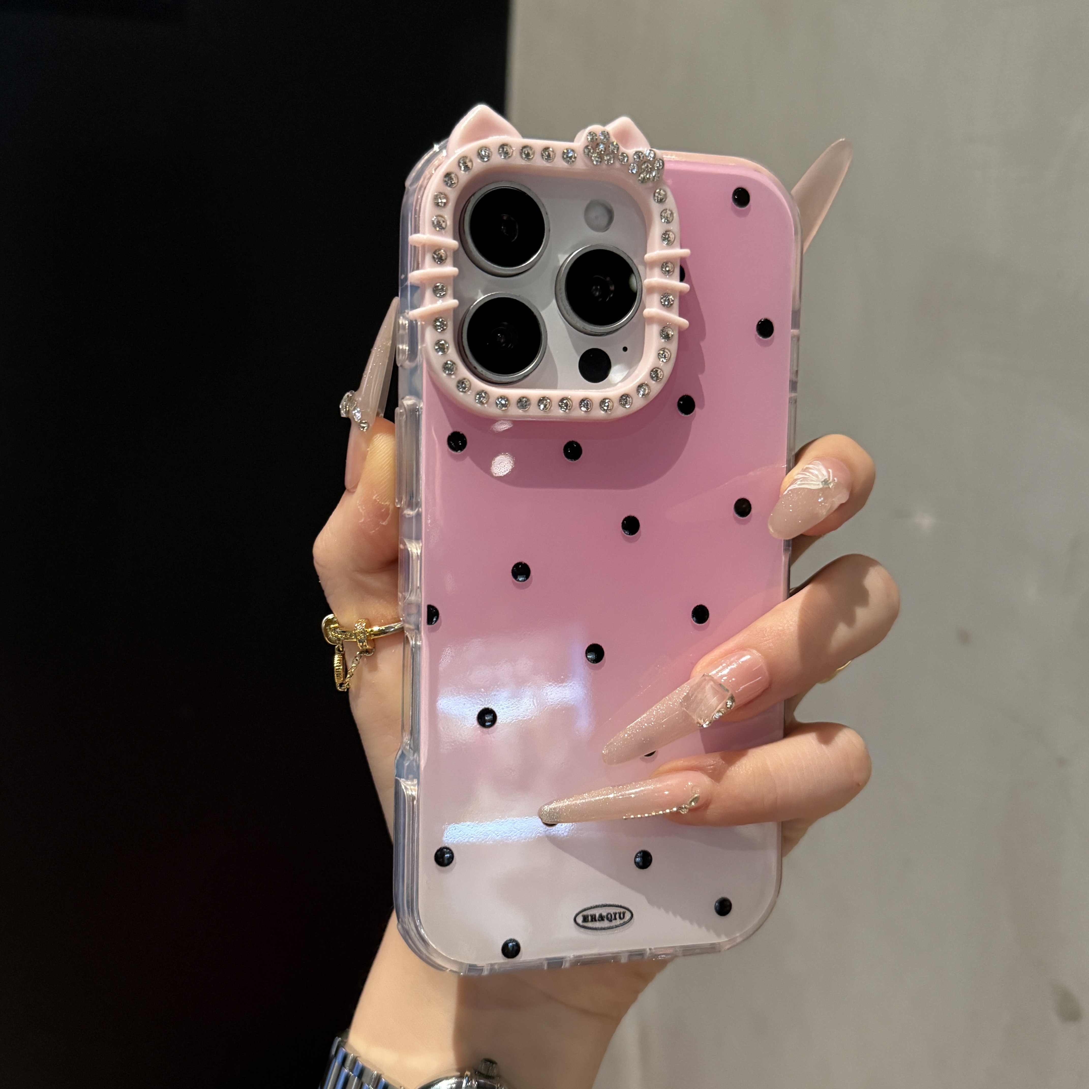 ins风满屏波点kitty猫镜头适用iPhone16手机壳15promax简约14/13