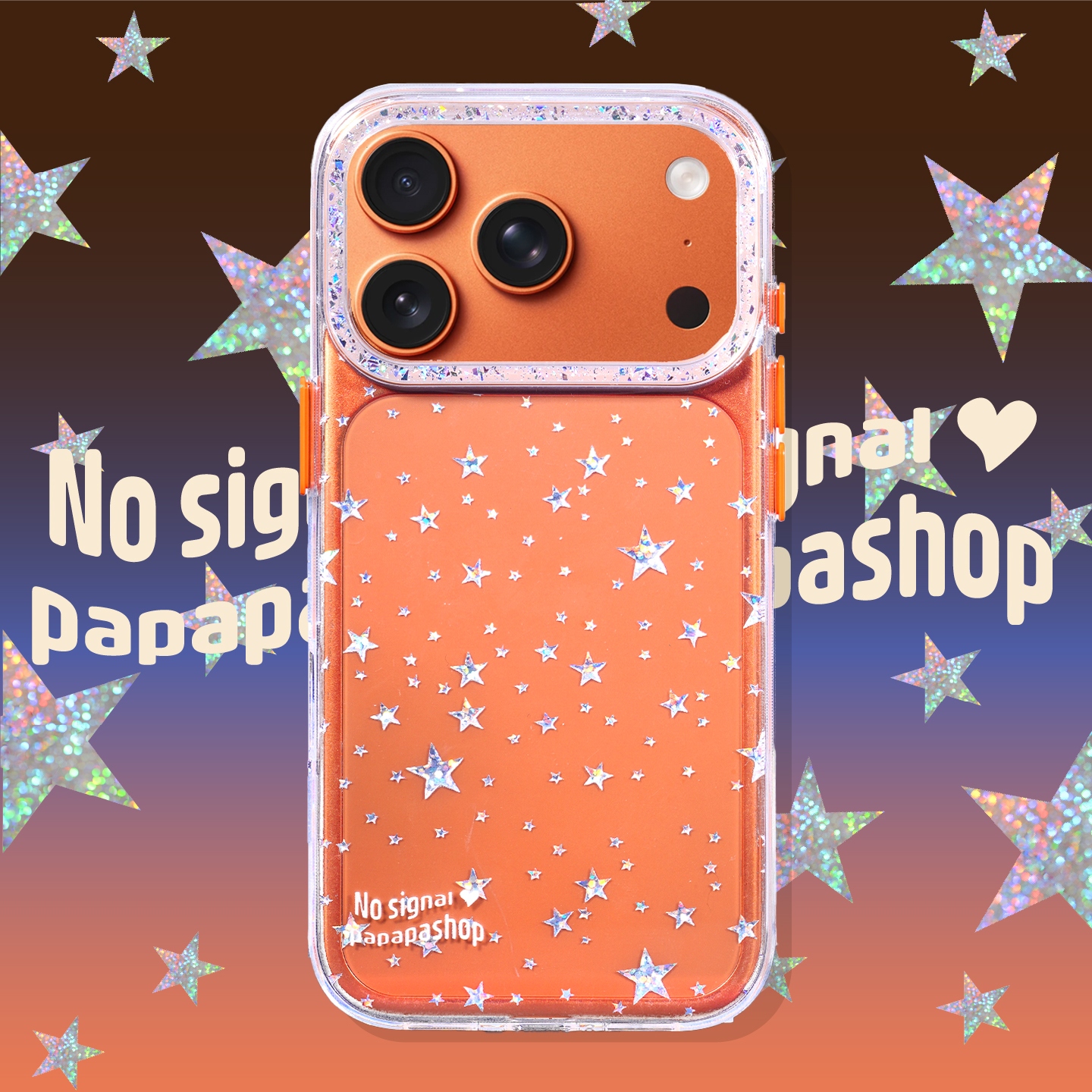 PaPaPa制造局 原创透明星星细闪边框17promax可放小卡照片简约