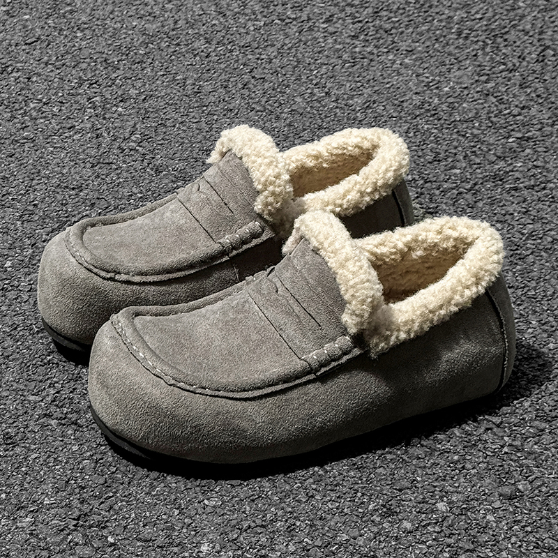 穆勒保暖休闲低帮勃肯鞋男士冬季棉鞋小土豆一脚蹬加绒平底雪地靴