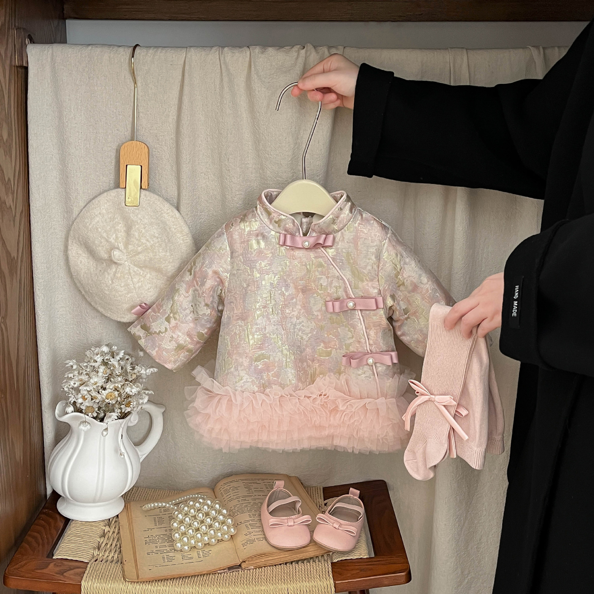 女童旗袍裙儿童汉服冬装周岁宝宝礼服婴儿夹棉公主裙冬季国风唐装